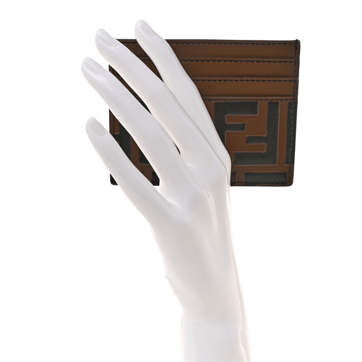 Fendi Vitello Cruise Bi-Color FF 1974 Embossed Card Holder Maya Black 2 of 7