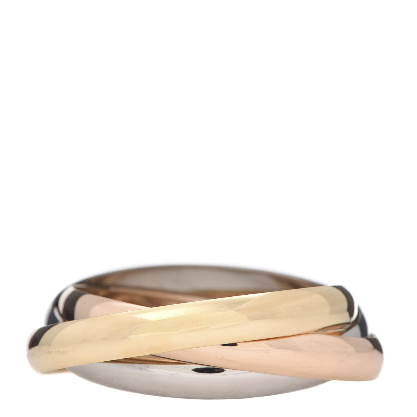 18K Pink Yellow White Gold 9mm Trinity Bangle Bracelet