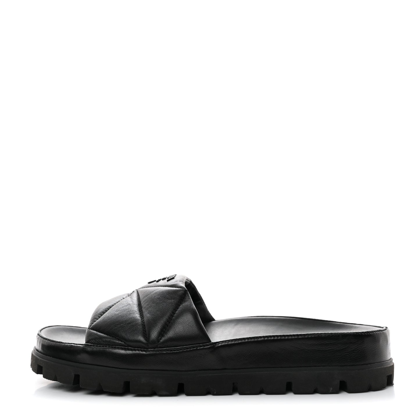 Nappa Logo Quilted Slide Sandals 39 Black