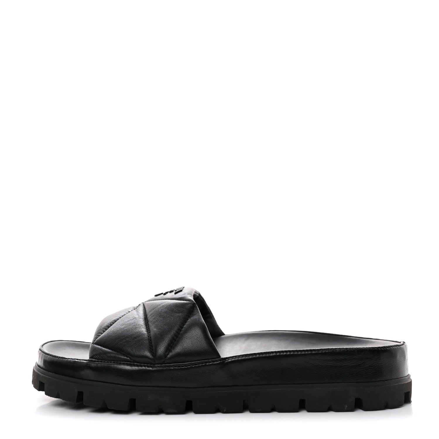 Prada Nappa Logo Quilted Slide Sandals 39 Black 1 of 8