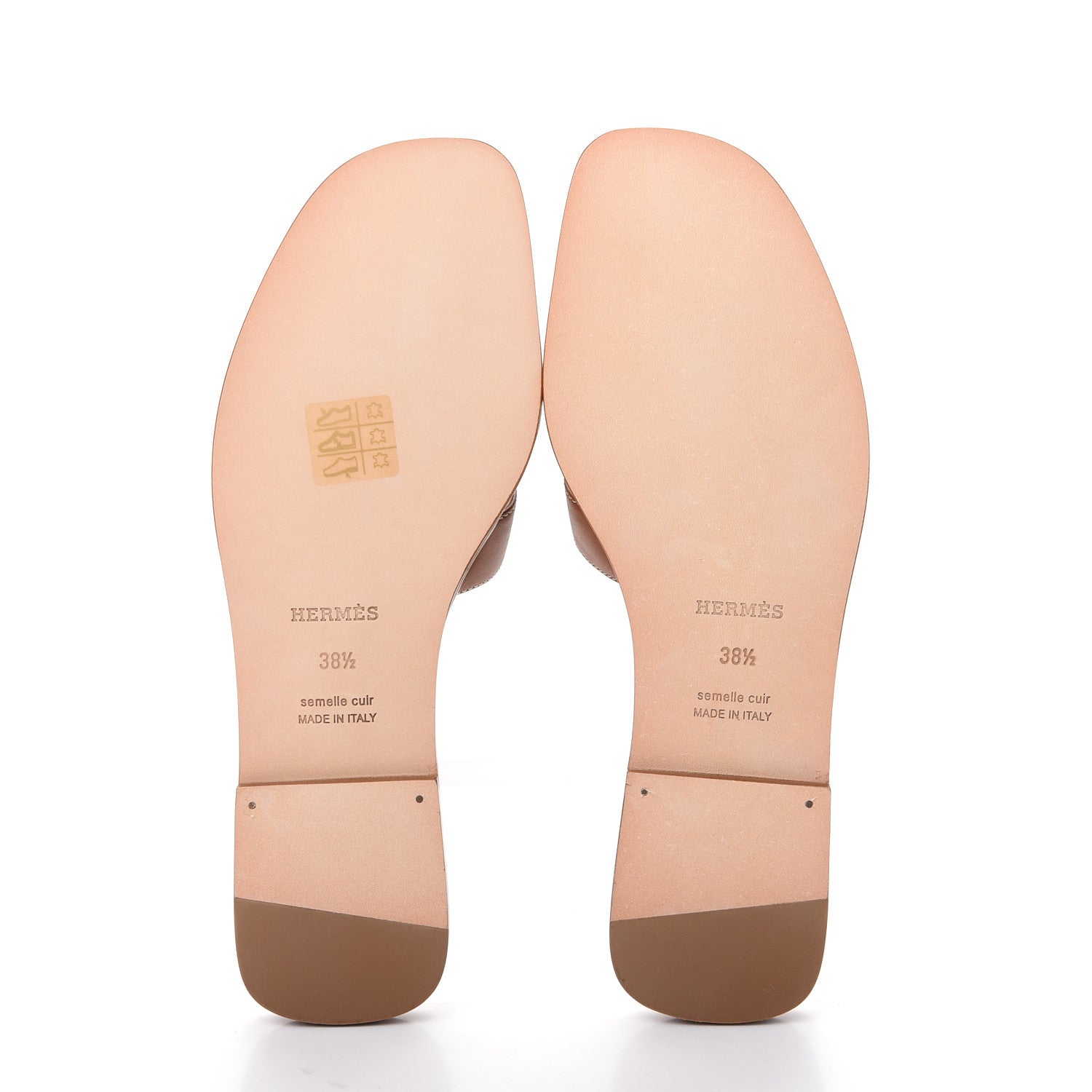 Hermes Box Calfskin Oran Sandals 38.5 Gold 6 of 11
