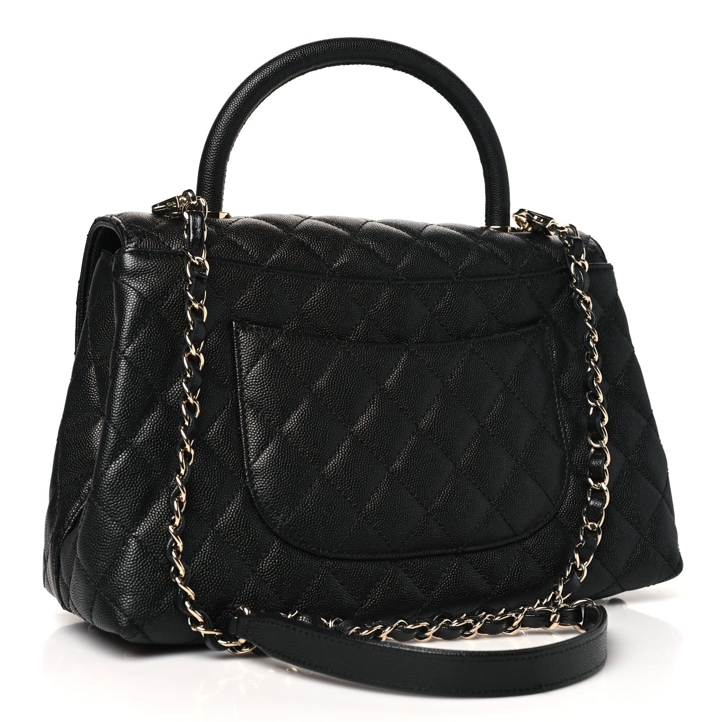 Caviar Quilted Small Coco Handle Flap Black