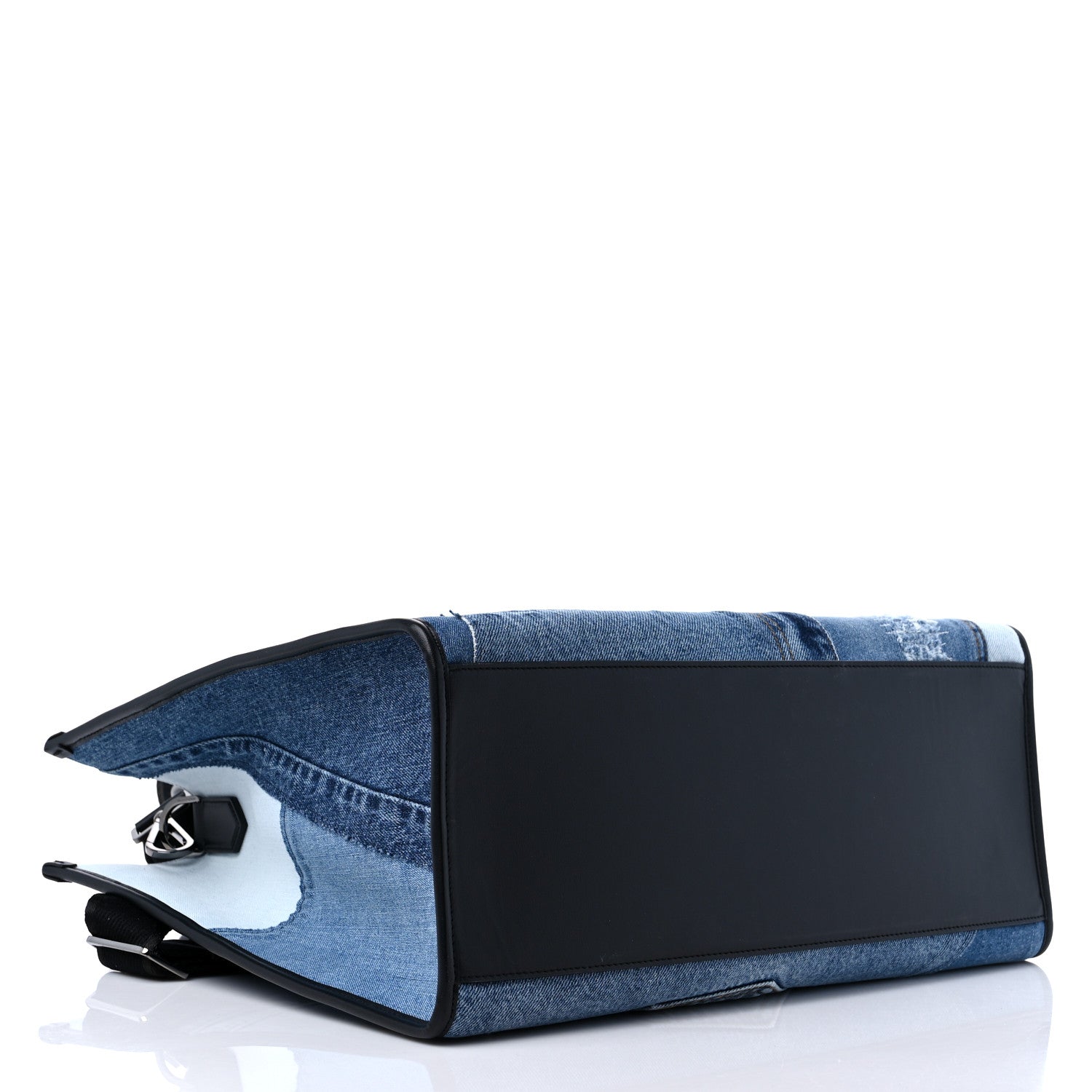 Dolce & Gabbana Large Denim Patchwork Shopping Tote Blue Black 4 of 10