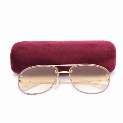 Gucci Aviator Glitter Sunglasses GG0227S Gold 8 of 8