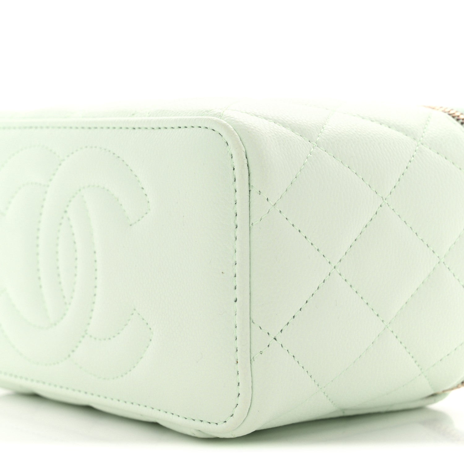 Chanel Caviar Quilted Small Vanity Case With Chain Light Green 10 of 11