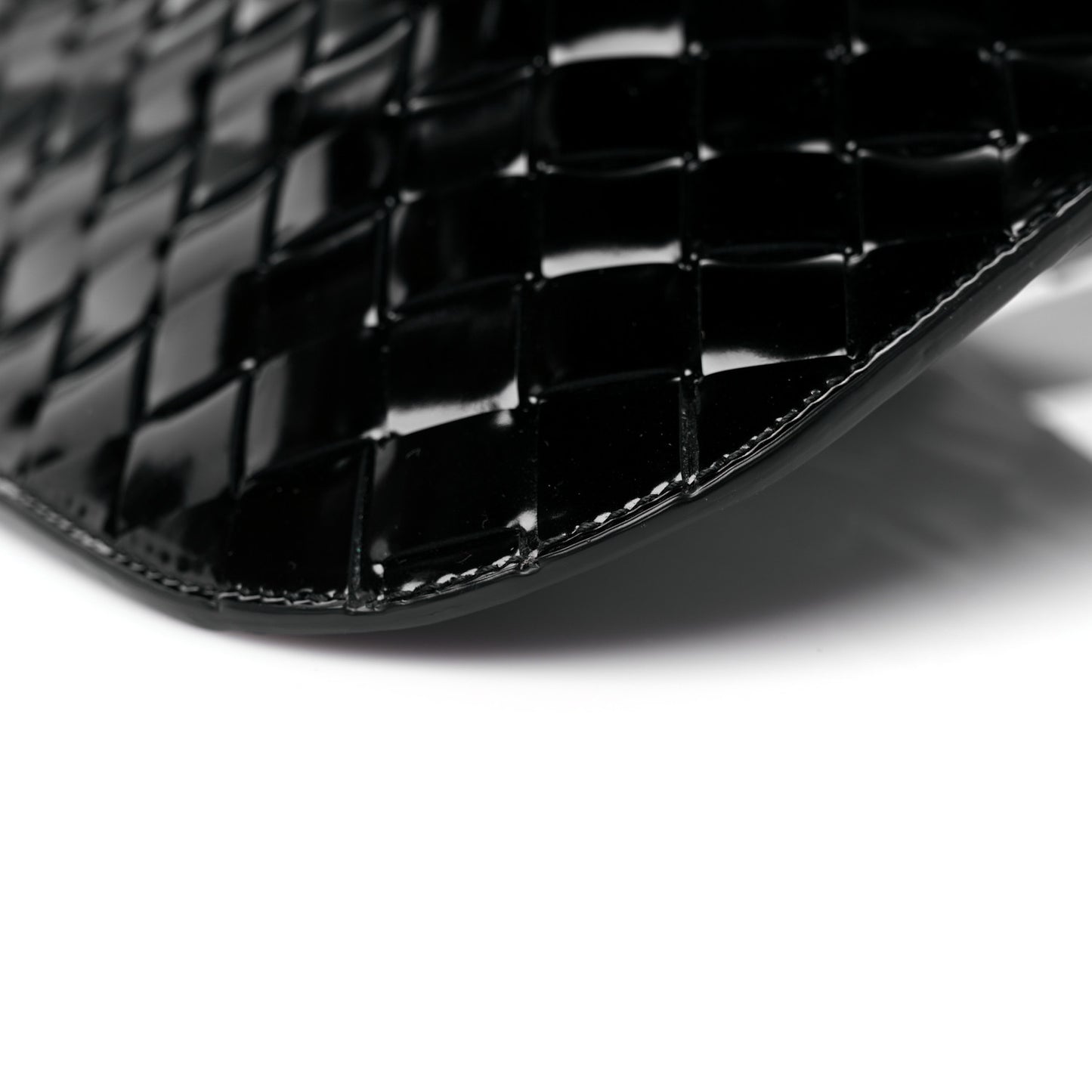Patent Intrecciato Shoulder Bag Black