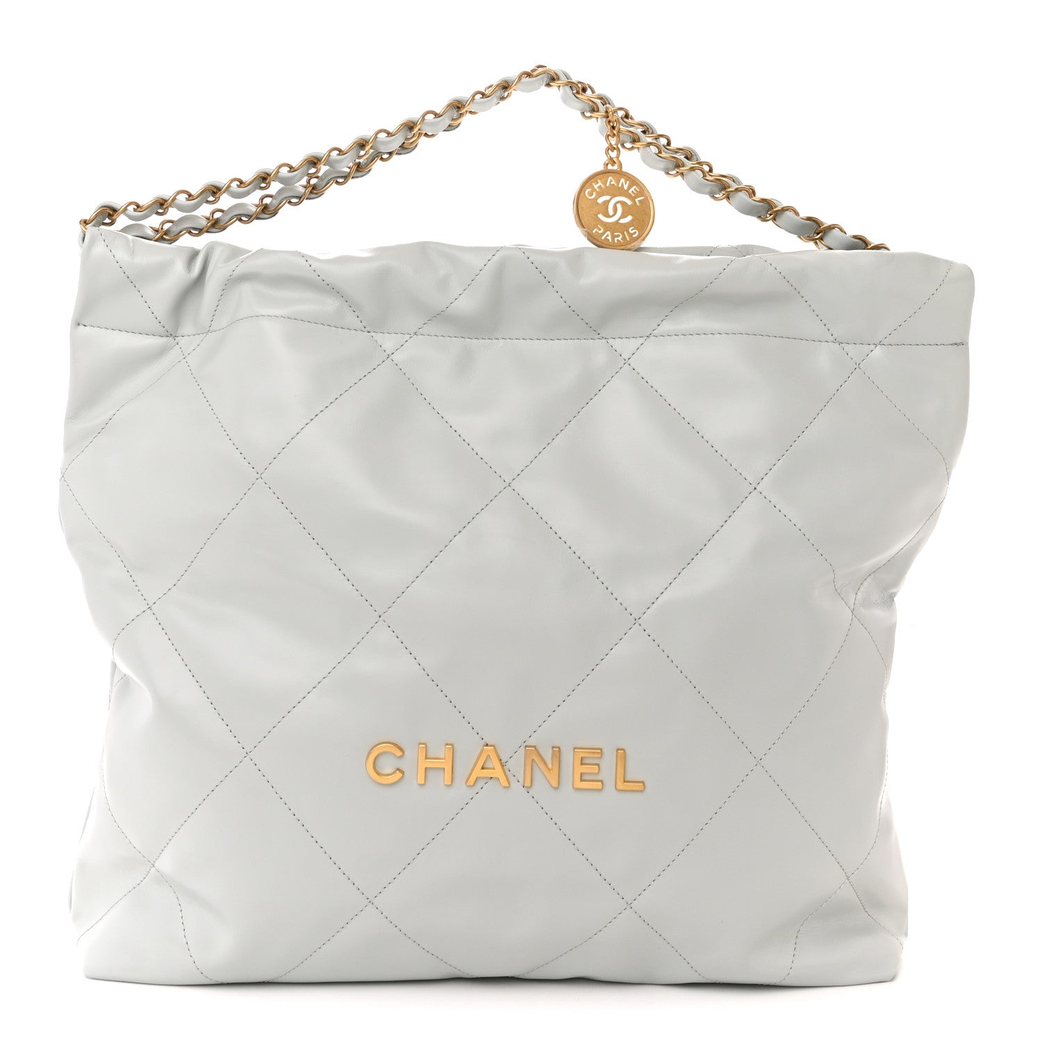Chanel Shiny Calfskin Quilted Chanel 22 Light Blue 3 of 13