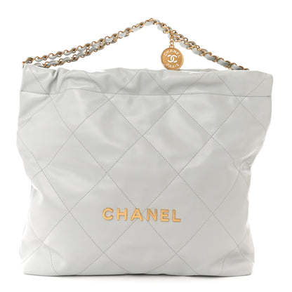 Chanel Shiny Calfskin Quilted Chanel 22 Light Blue 3 of 13