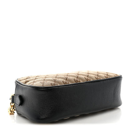 Gucci Monogram Matelasse Diagonal Small GG Marmont Chain Shoulder Bag Beige Black 4 of 10