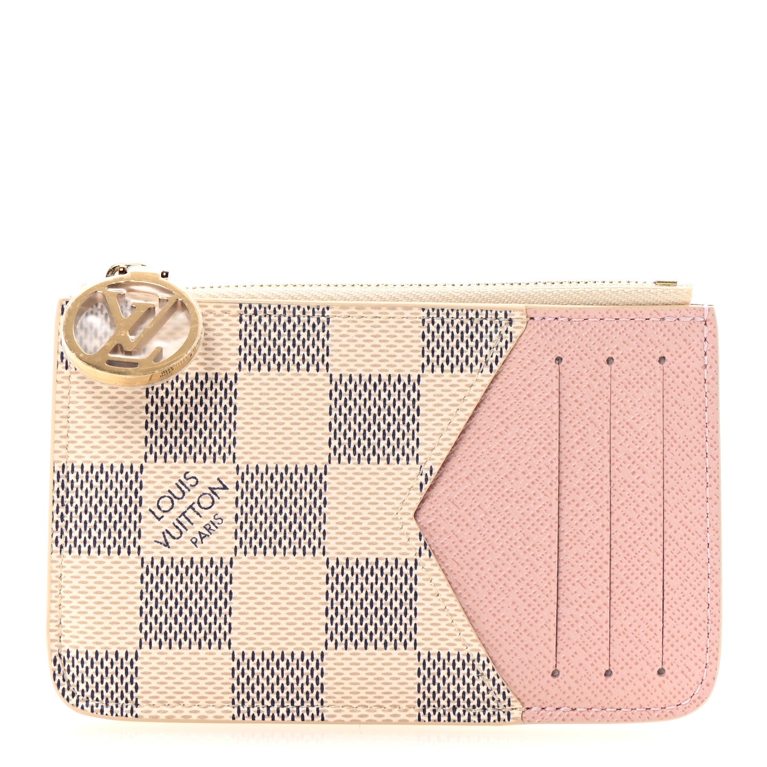 Louis Vuitton Damier Azur Zipped Romy Card Holder Rose Ballerine 1 of 6