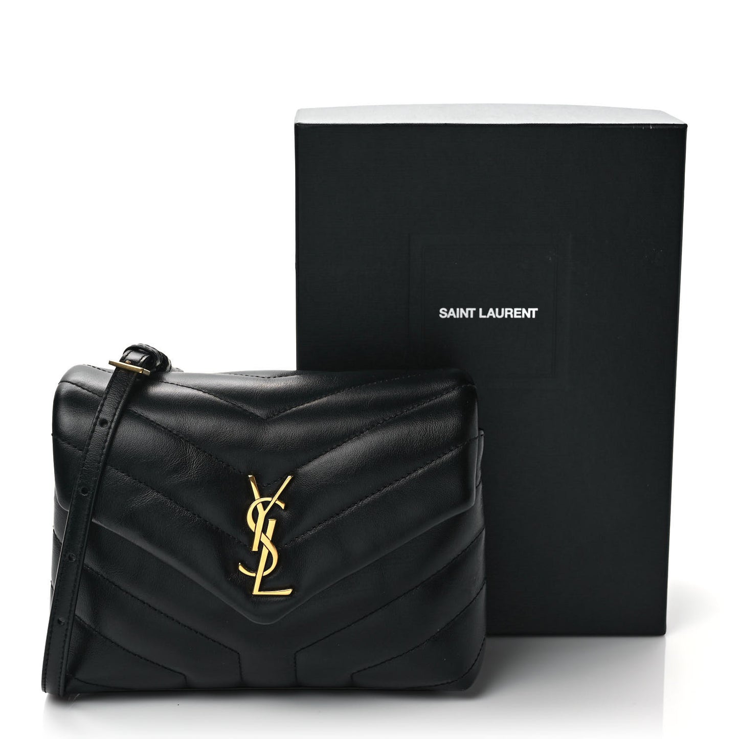 Calfskin Y Quilted Monogram Toy Loulou Crossbody Bag Black