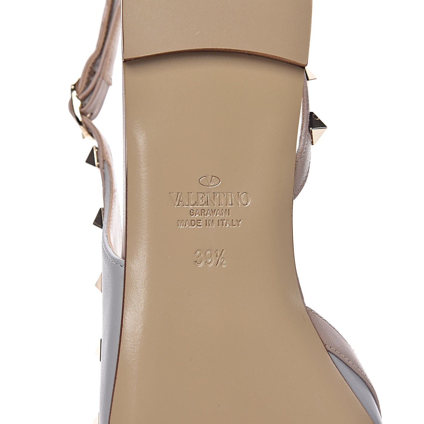 Nappa Rockstud Slingback Flats 39.5 Pastel Grey Poudre