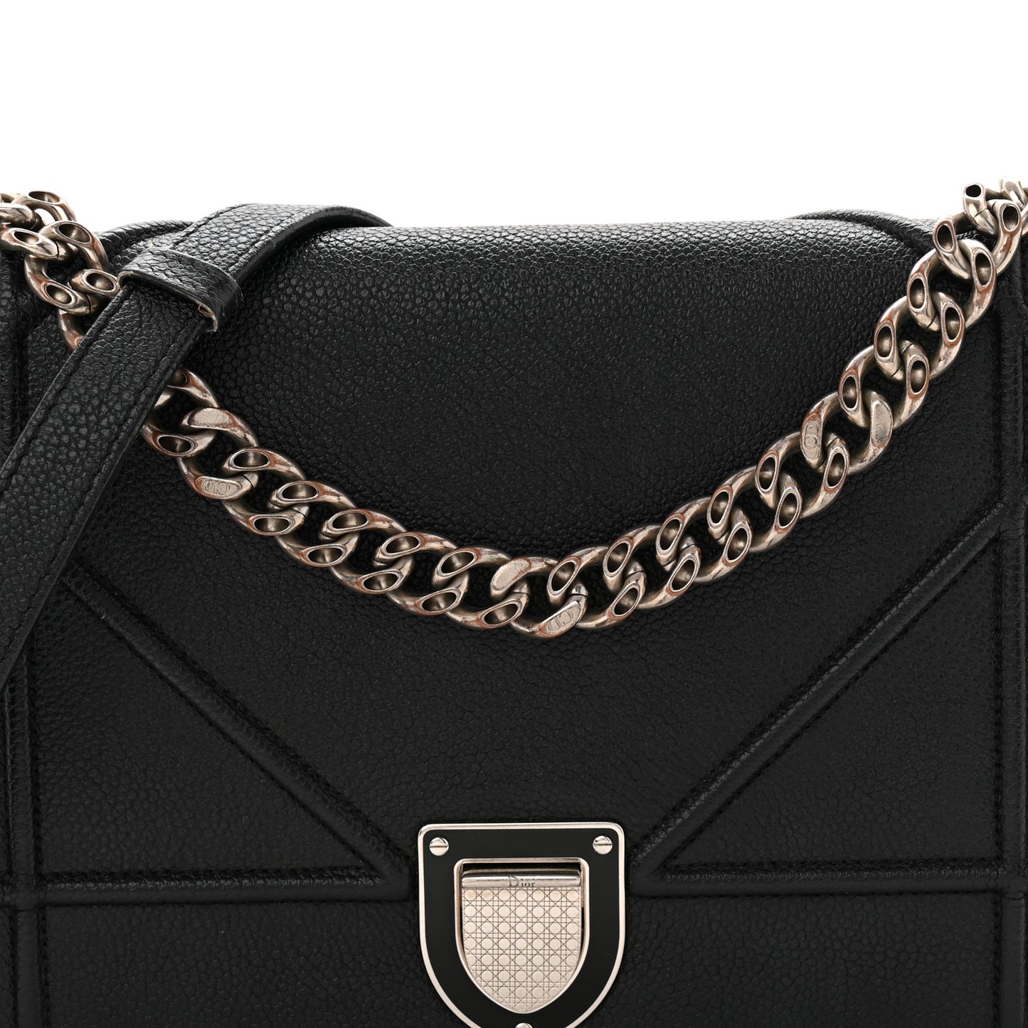 Grained Calfskin Medium Diorama Flap Bag Black
