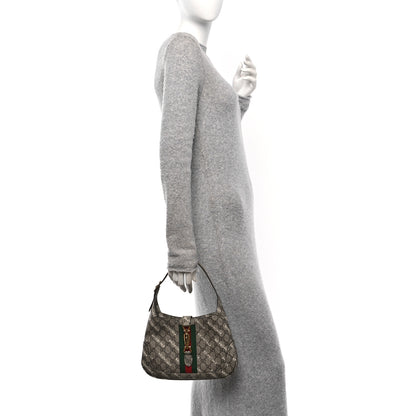 Gucci X BALENCIAGA GG Supreme Monogram Striped Logo Print Web Small Jackie 1961 Hobo Beige Ebony Mystic White 2 of 10