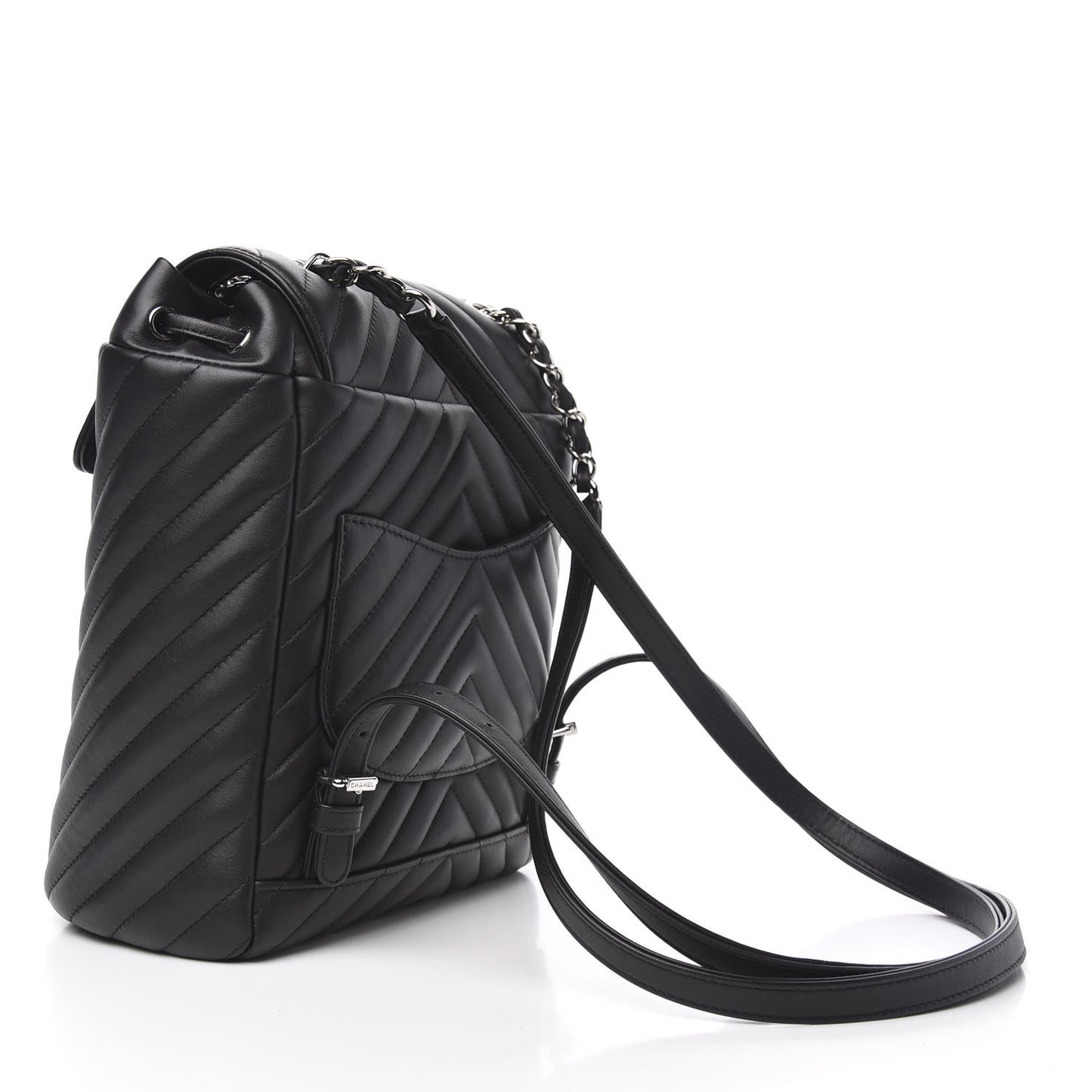 Calfskin Chevron Quilted Small Urban Spirit Backpack Black