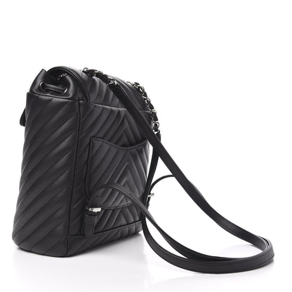 Chanel Calfskin Chevron Quilted Small Urban Spirit Backpack Black 2 of 8