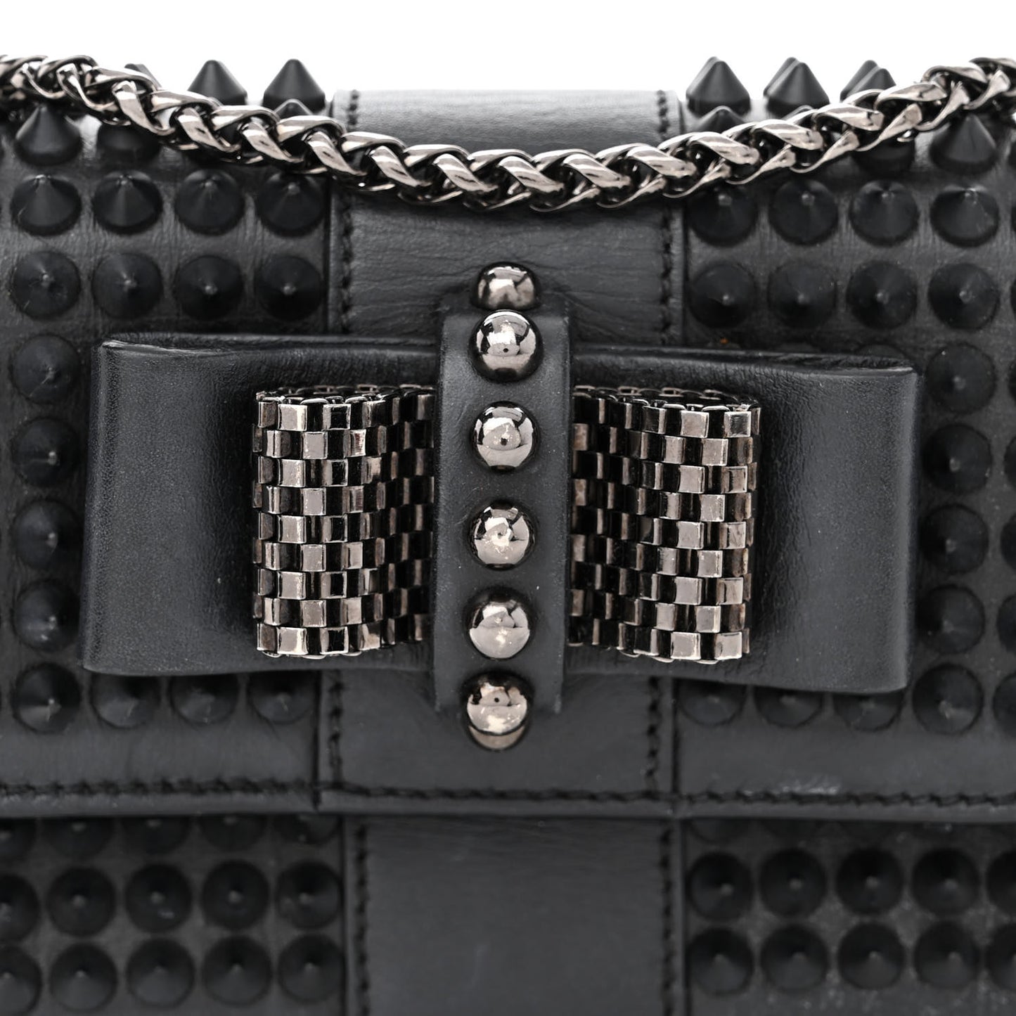 Calfskin Spikes Sweety Charity Crossbody Bag Black
