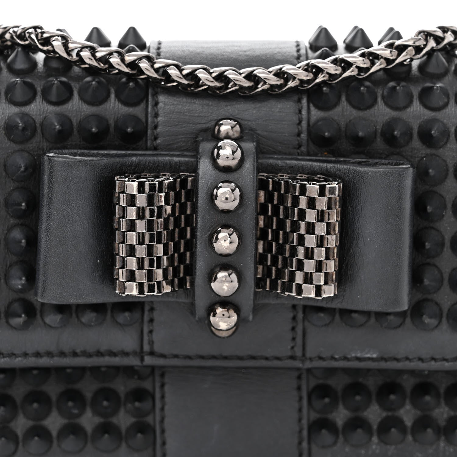Christian Louboutin Calfskin Spikes Sweety Charity Crossbody Bag Black 7 of 9