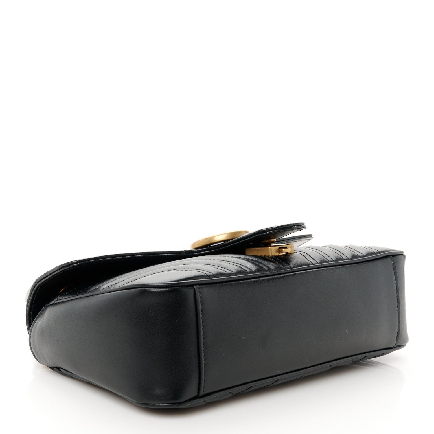 Gucci Calfskin Matelasse Small GG Marmont Shoulder Bag Black 4 of 11