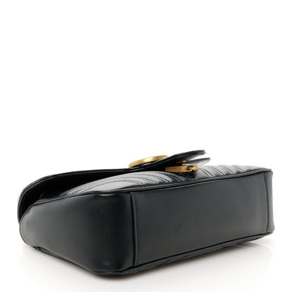 Gucci Calfskin Matelasse Small GG Marmont Shoulder Bag Black 4 of 11