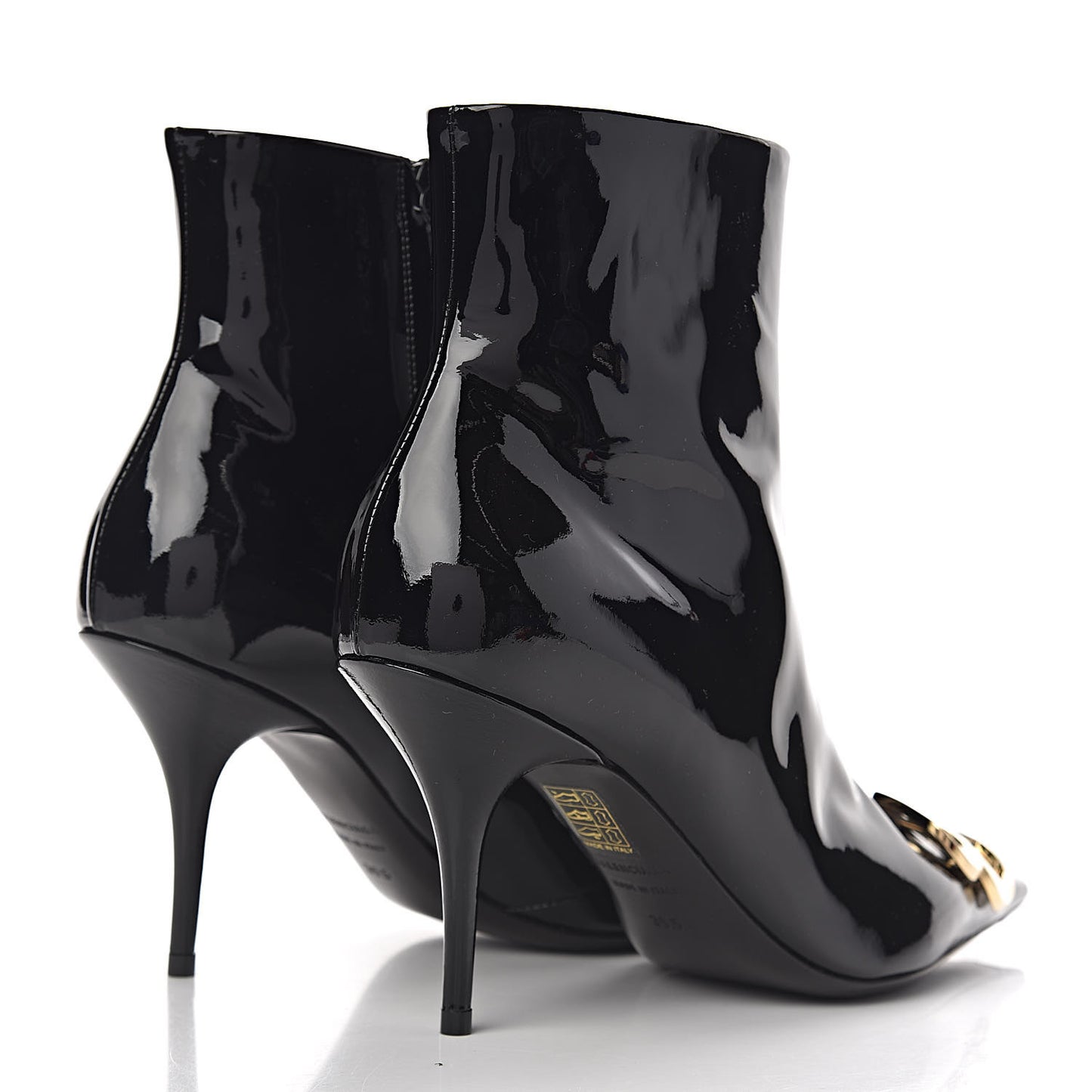 Patent BB Pointy Toe Ankle Booties 39.5 Black