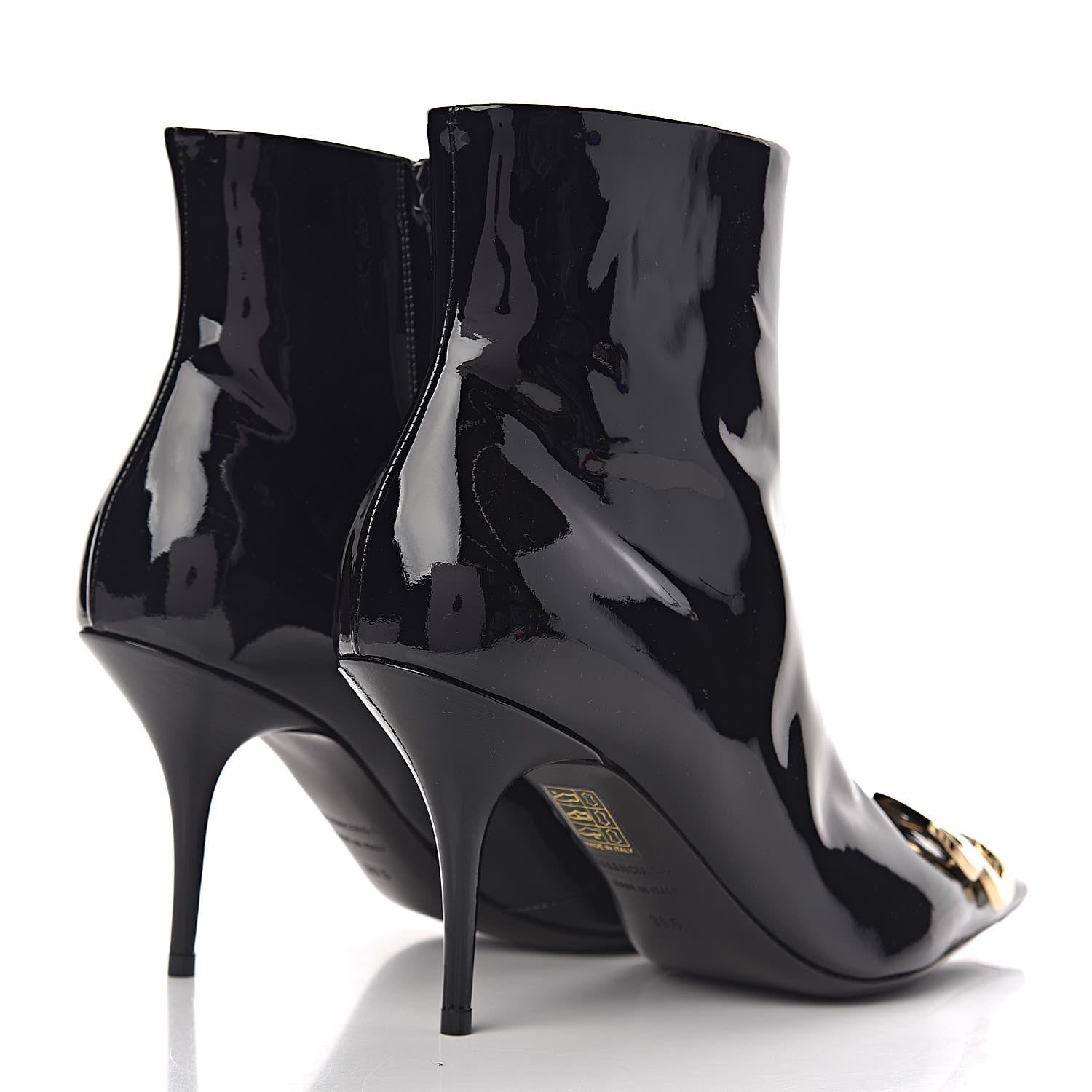 Balenciaga Patent BB Pointy Toe Ankle Booties 39.5 Black 4 of 11