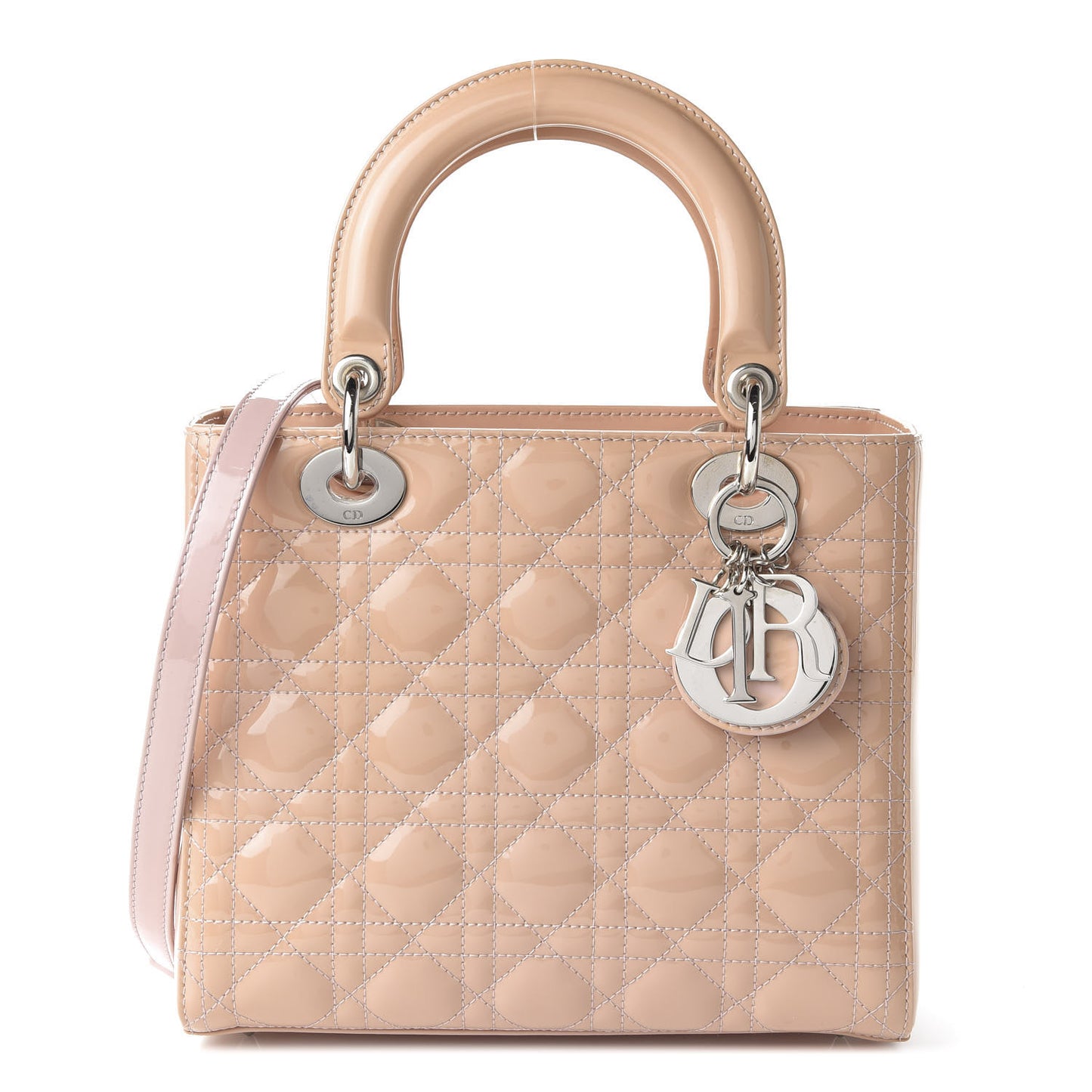 Patent Cannage Medium Lady Dior Rose Clair