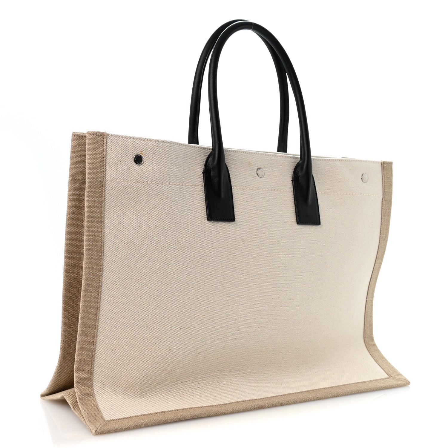 Saint Laurent Linen Calfskin Rive Gauche Tote Greggio Natural 3 of 11