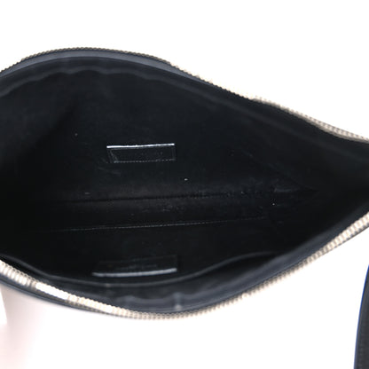 Saint Laurent Linen Canvas Rive Gauche Zipped Pouch Deep Grey Black 5 of 9