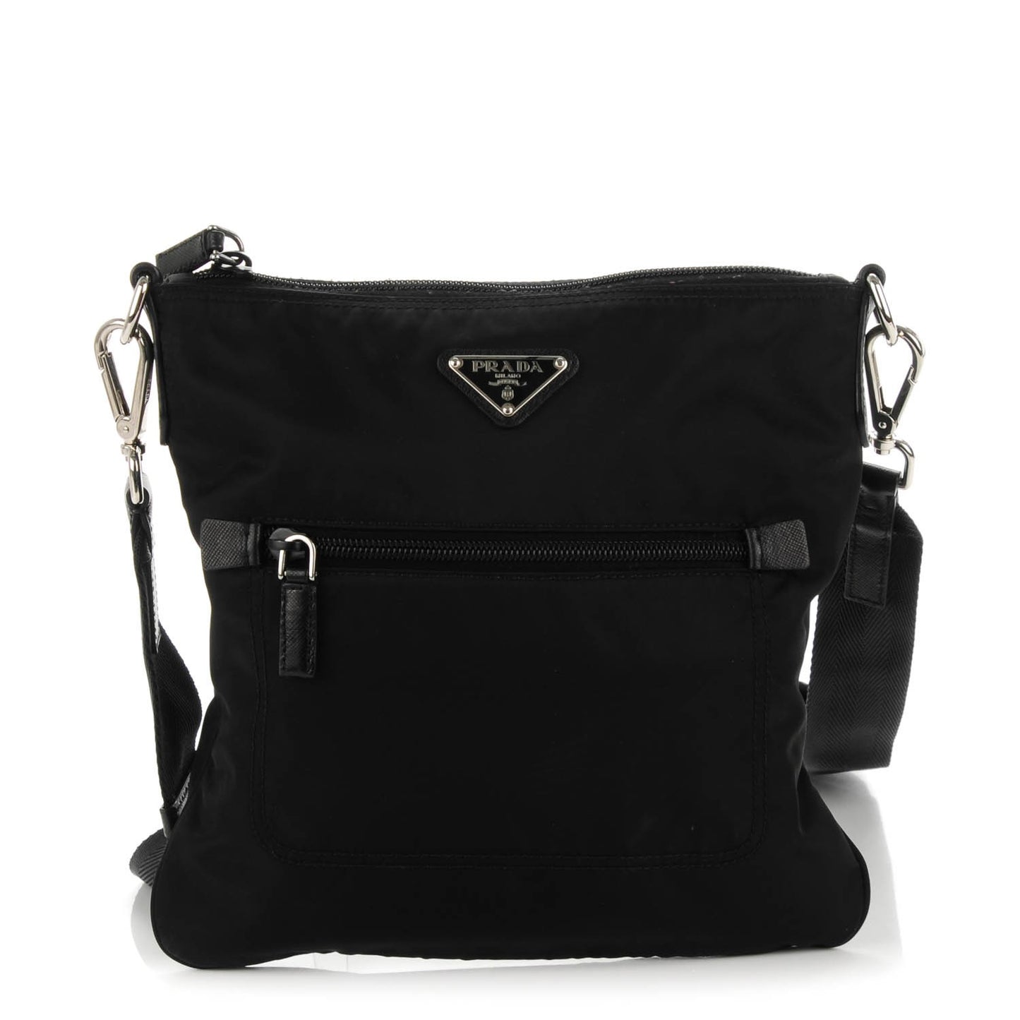 Tessuto Nylon Small Flat Messenger Bag Black