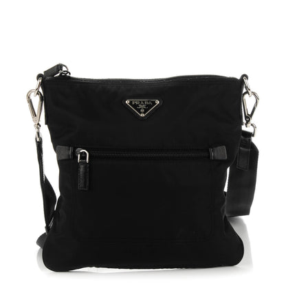 Prada Tessuto Nylon Small Flat Messenger Bag Black 1 of 8