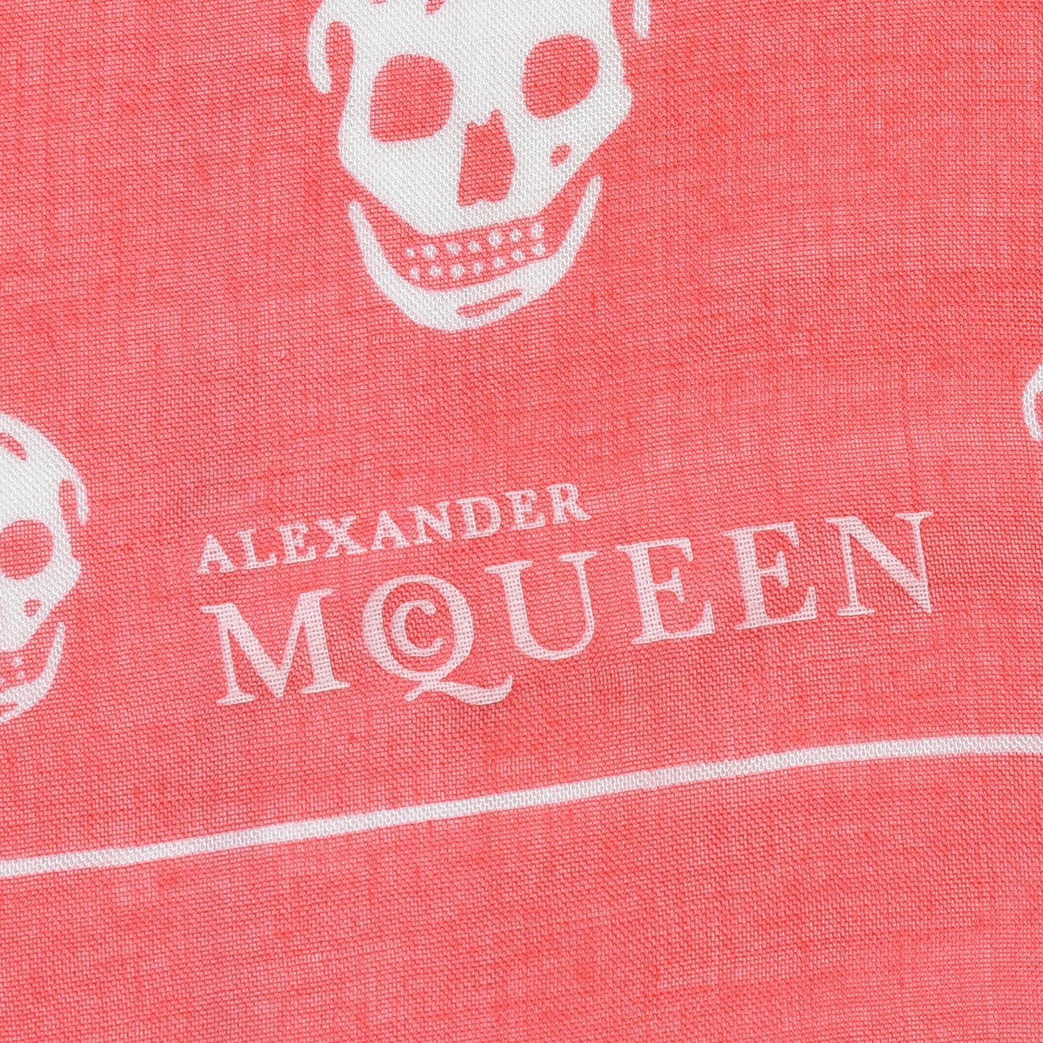Alexander McQueen Modal Silk Butterfly Skull Scarf Coral 4 of 6