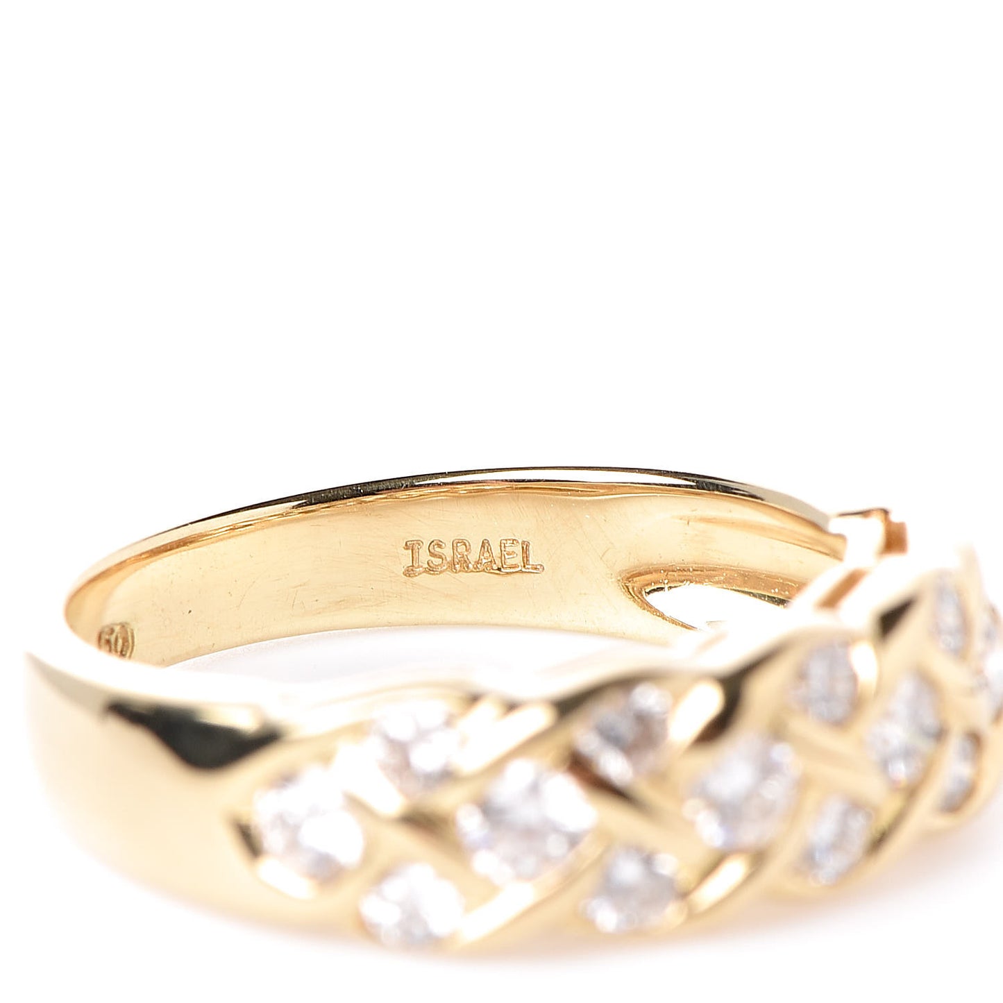 18K Yellow Gold Diamond Woven Band Ring 47 4.25