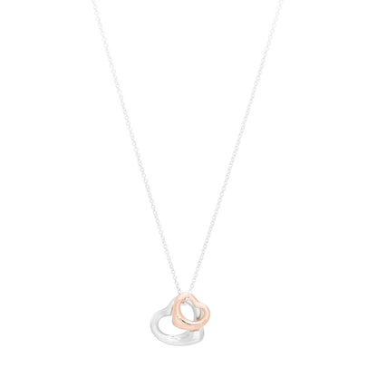 Tiffany Sterling Silver 18K Rose Gold Elsa Peretti Double Open Heart Pendant Necklace 1 of 5