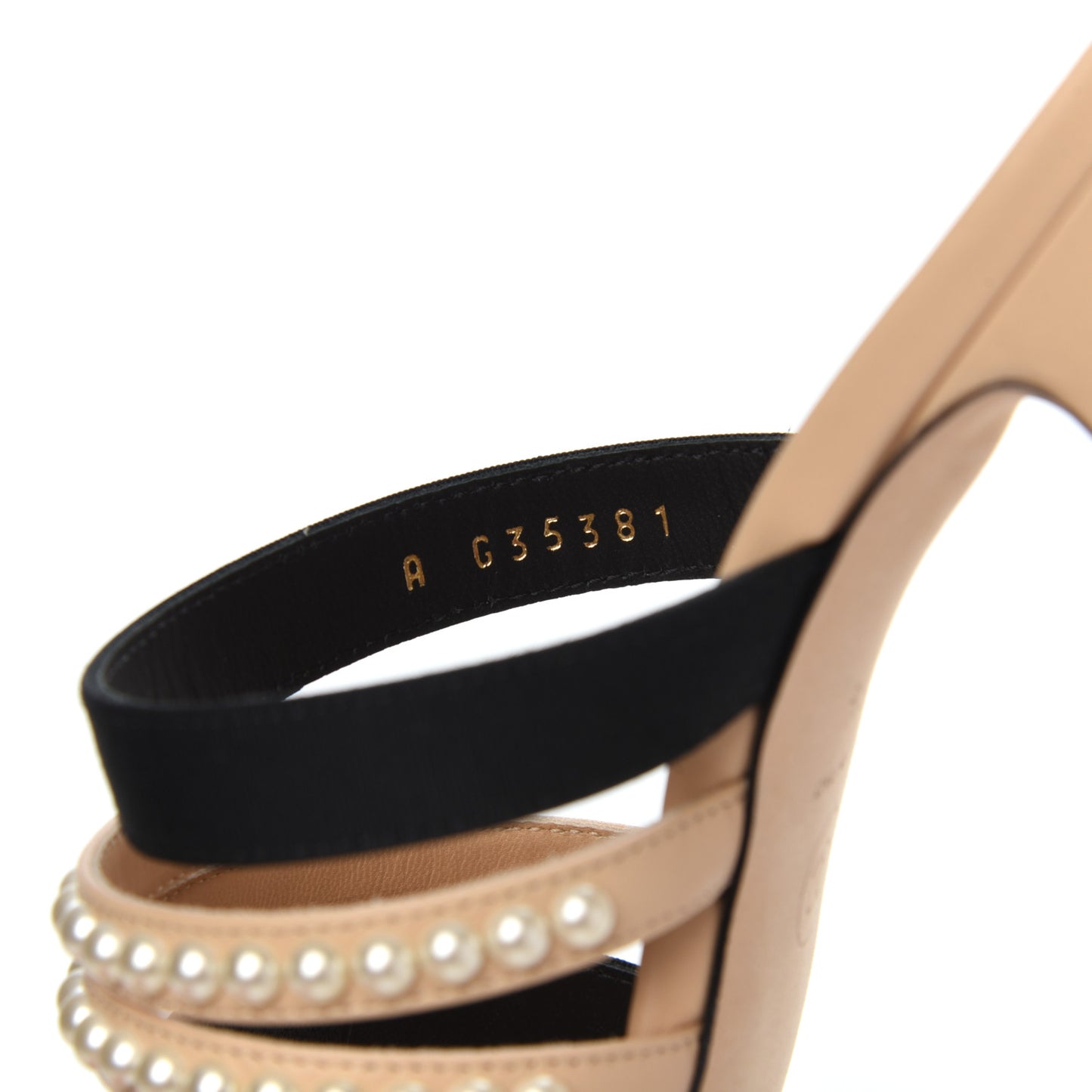 Lambskin Grosgrain Pearl Mules 38.5 Beige Black