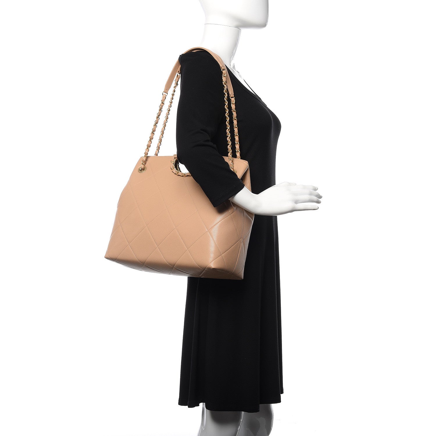 Chanel Caviar Large Handle Shopping Bag Beige 2 of 9