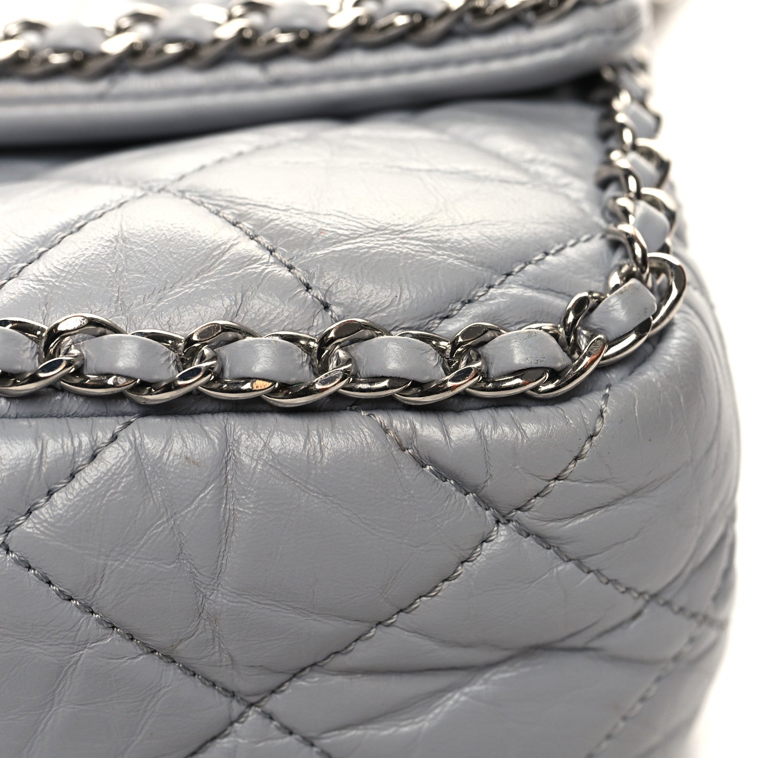 Chanel Crumpled Calfskin Large Chain All Over Flap Grey 13 of 13