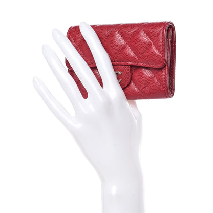 Chanel Caviar Quilted Flap Card Holder Pink 2 of 9