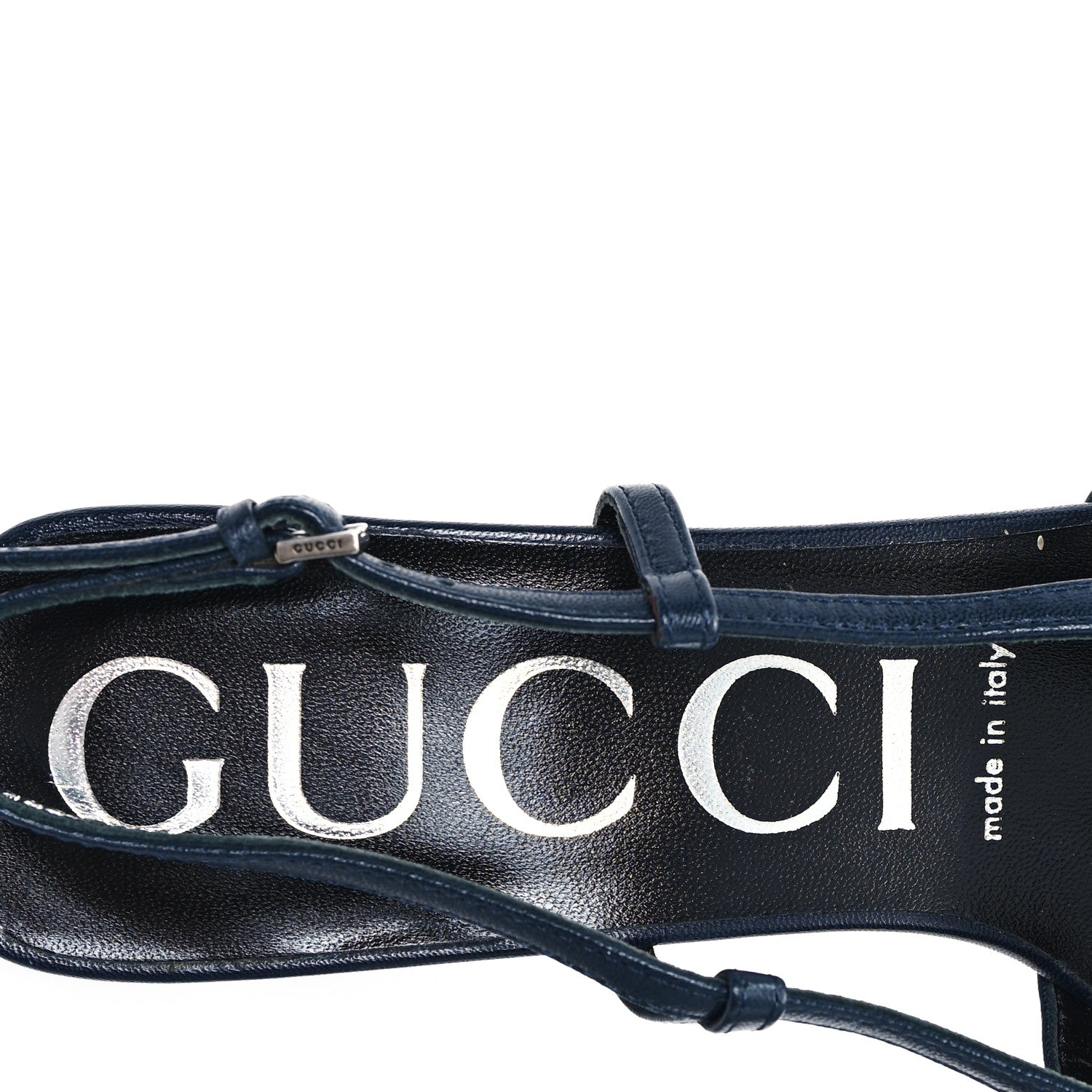 Gucci GG Monogram Malaga Kid Crystal Square G 75mm Slingback Pumps 37 Beige Blue 8 of 9
