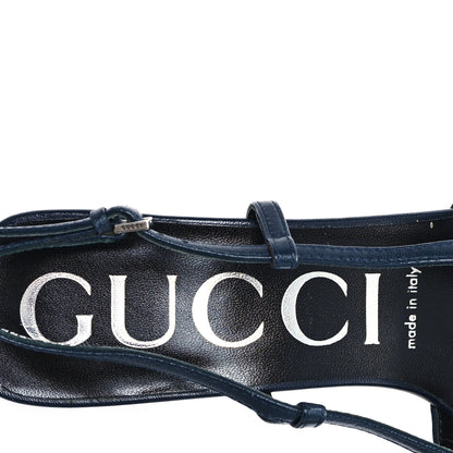 Gucci GG Monogram Malaga Kid Crystal Square G 75mm Slingback Pumps 37 Beige Blue 8 of 9