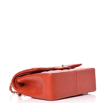 Chanel Pearly Caviar Quilted Jumbo Double Flap Orange 4 of 10