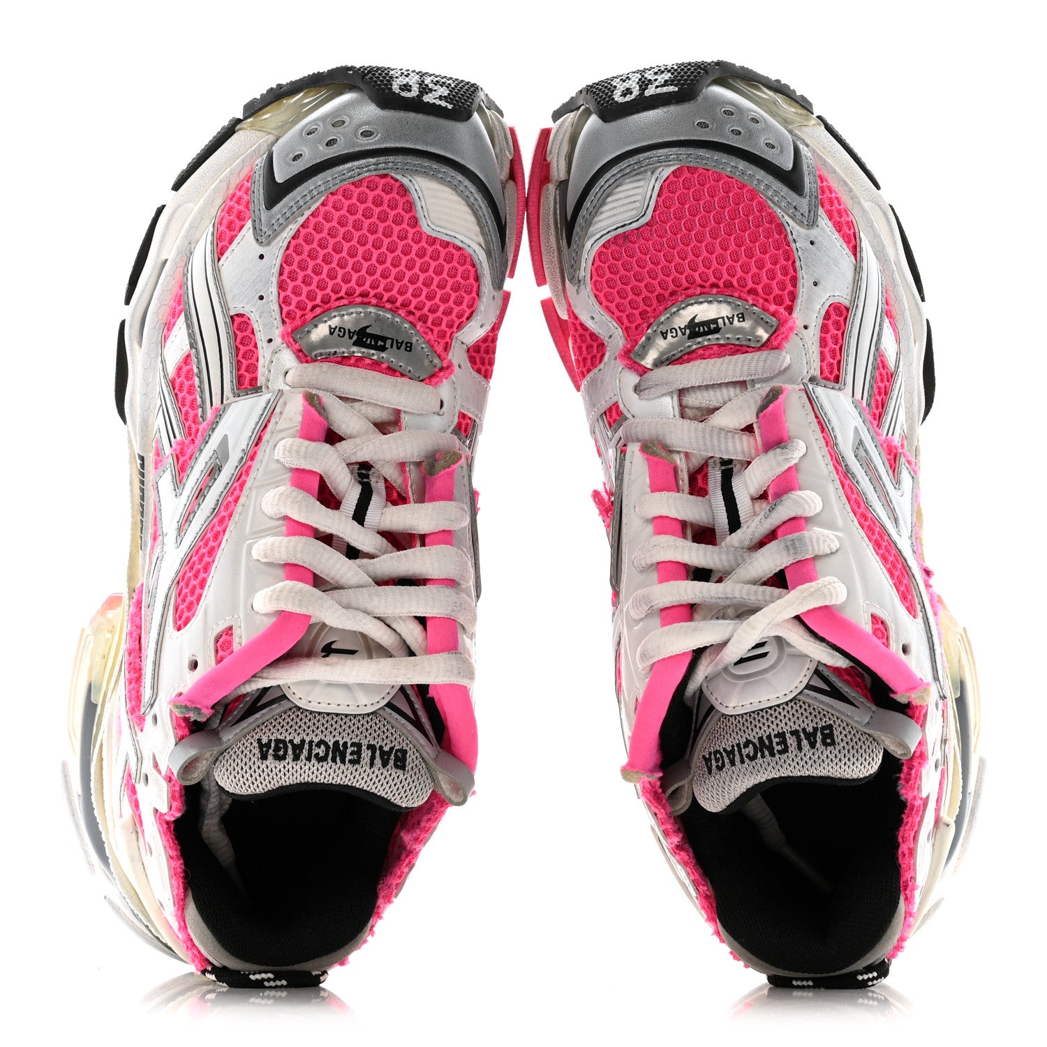 Balenciaga Mesh Rubber Womens Runner Sneakers 38 Fluo Pink Grey Black 3 of 20