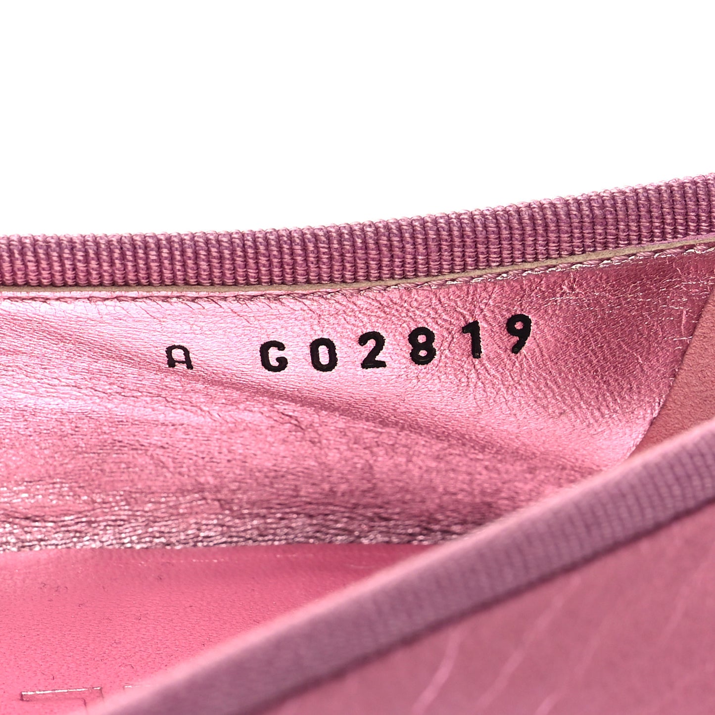 Laminated Crumpled Lambskin Cap Toe CC Ballerina Flats 39.5 Pink Black