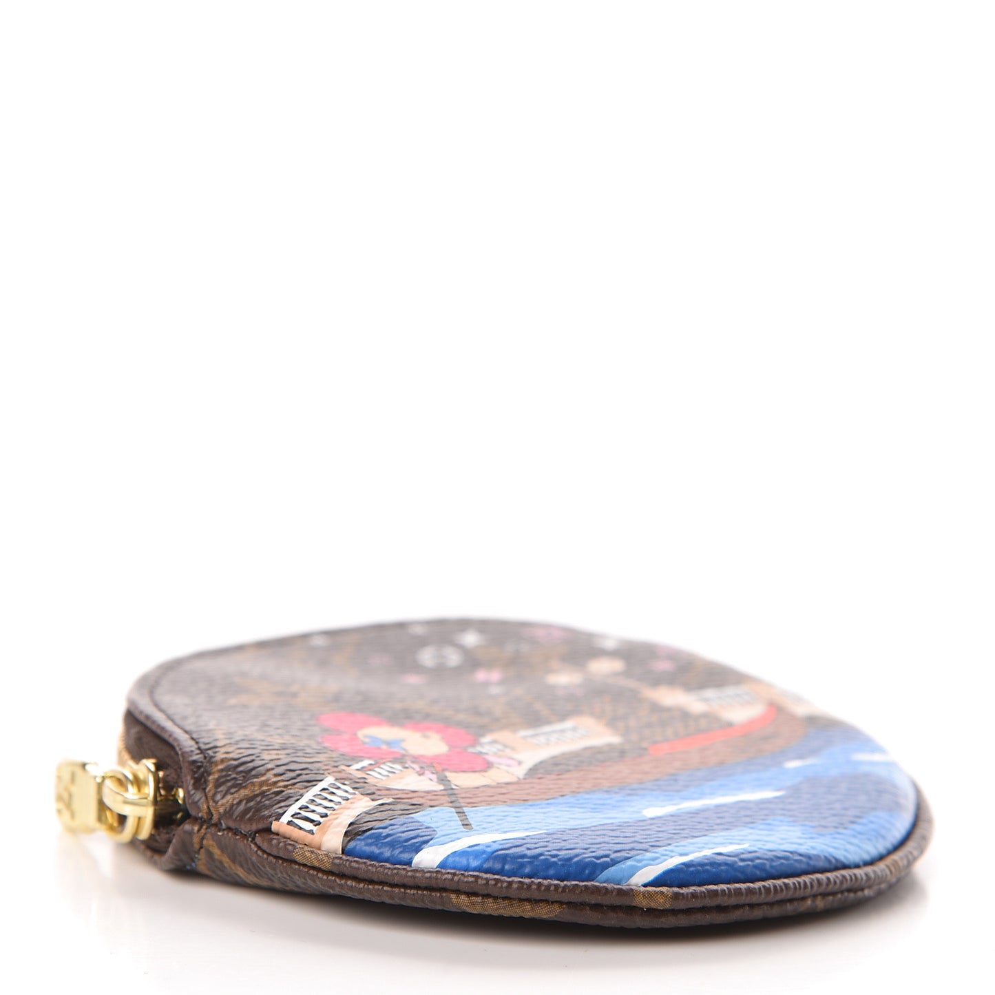 Monogram 2019 Christmas Animation Round Coin Purse Blue
