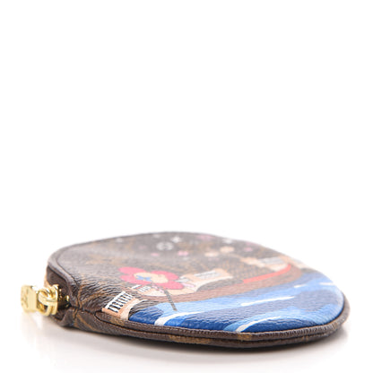 Louis Vuitton Monogram 2019 Christmas Animation Round Coin Purse Blue 4 of 7