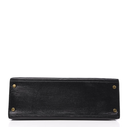 Hermes Lizard Kelly Sellier 32 Black 6 of 35