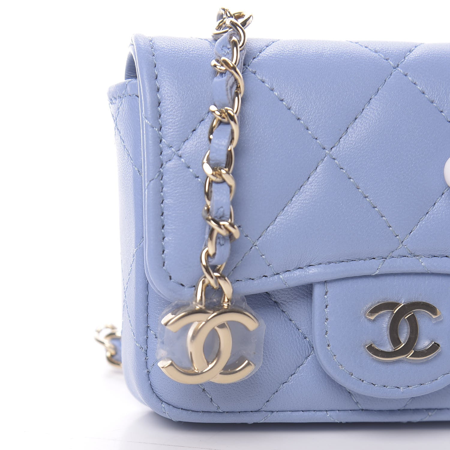 Chanel Lambskin Quilted Chain Belt Bag Blue 11 of 12