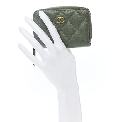 Chanel Iridescent Caviar Quilted Zip Coin Purse Green 2 of 11