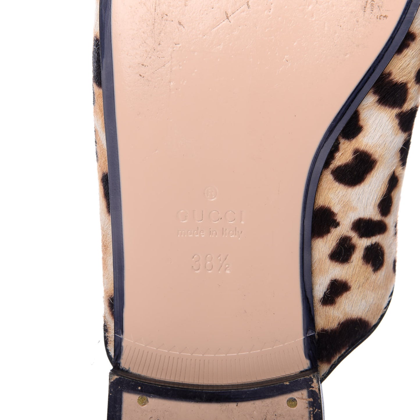 Calf Hair Leopard Print Womens Princetown Slippers 38.5 Naturale Black
