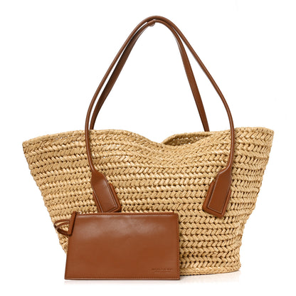 Bottega Veneta Raffia Calfskin Medium Arco Natural Wood 3 of 9